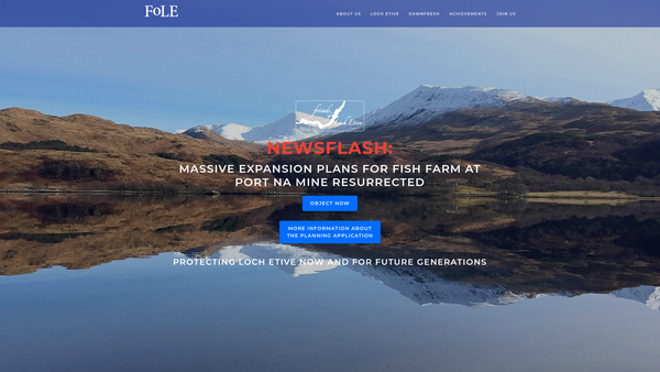 Screenshot of the Friends of Loch Etive website