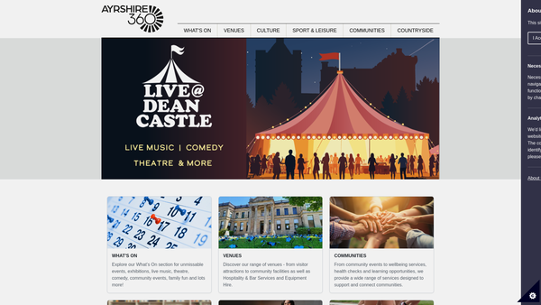 Screenshot of the East Ayrshire Leisure Trust website