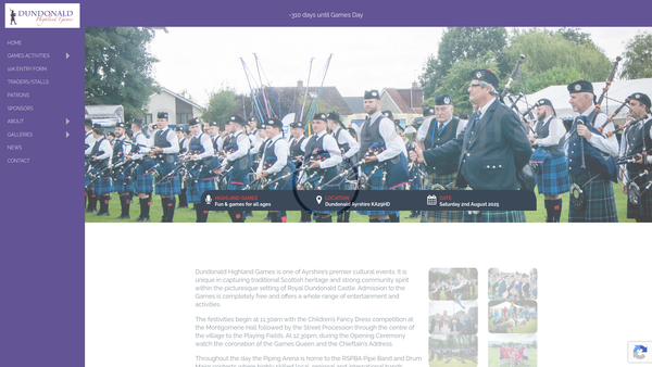 Screenshot of the Dundonald Games Society SCIO website