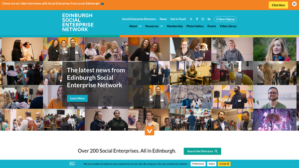 Screenshot of the Edinburgh Social Enterprise Network Limited website