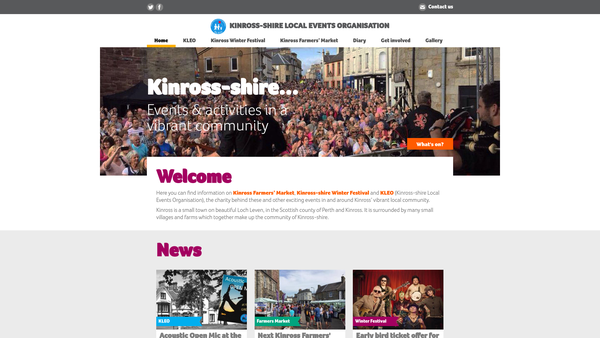 Screenshot of the Kinross-shire Local Events Organisation (KLEO) website