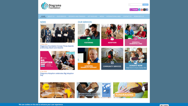 Screenshot of the Diagrama Foundation-Psychosocial Intervention website