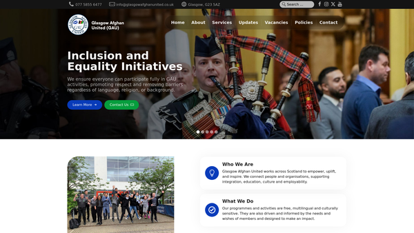 Screenshot of the Glasgow Afghan United website