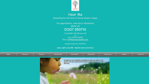 Screenshot of the Hear Me website