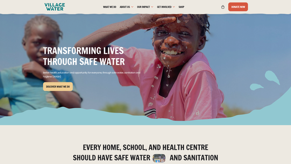 Screenshot of the Village Water Limited website