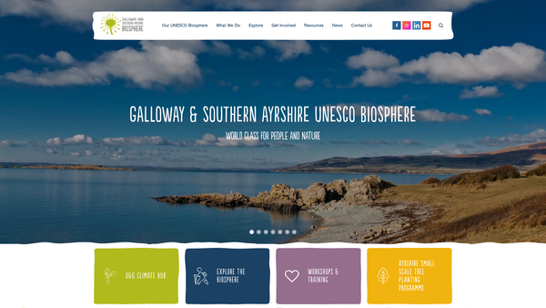 Screenshot of the Galloway and Southern Ayrshire Biosphere Partnership website