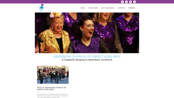 Screenshot of the Aberdeen Chapter of Sweet Adelines International Corporation website