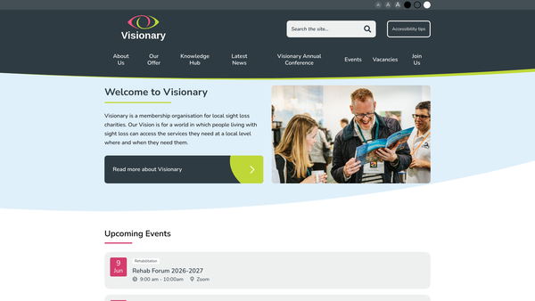 Screenshot of the Visionary - Linking Local Sight Loss Charities website