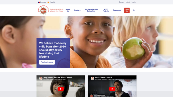 Screenshot of the The Alliance For A Cavity-Free Future website