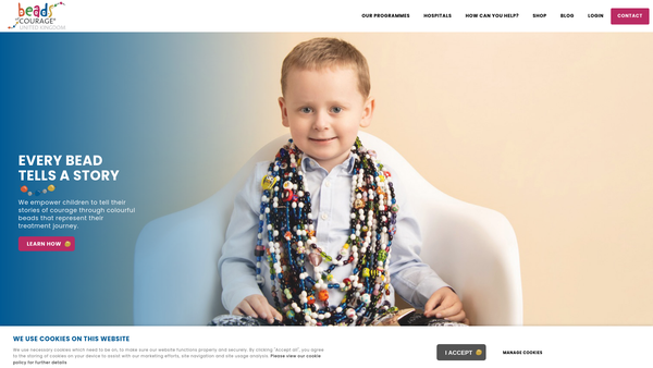 Screenshot of the Beads of Courage UK website