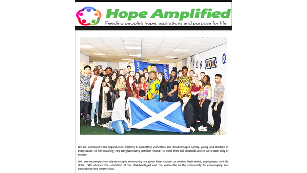 Screenshot of the Hope Amplified website