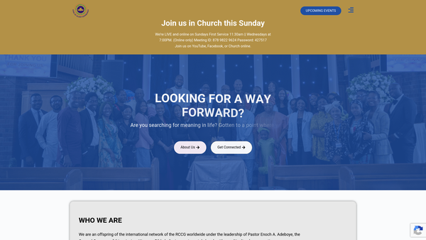 Screenshot of the The Redeemed Christian Church of God- King of Glory website