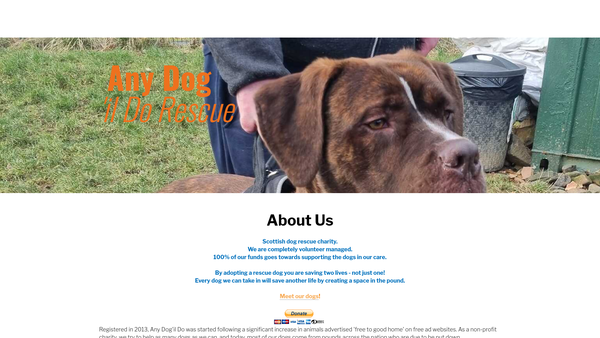 Screenshot of the Any Dog'il Do Rescue website