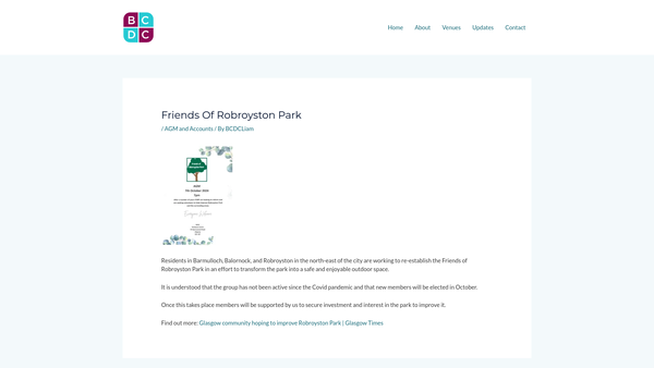 Screenshot of the Friends of Robroyston Park website