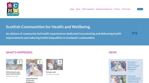 Screenshot of the Scottish Communities For Health and Well-Being website