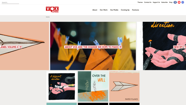 Screenshot of the Vox Liminis website