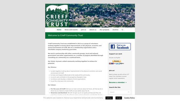 Screenshot of the Crieff Community Trust website