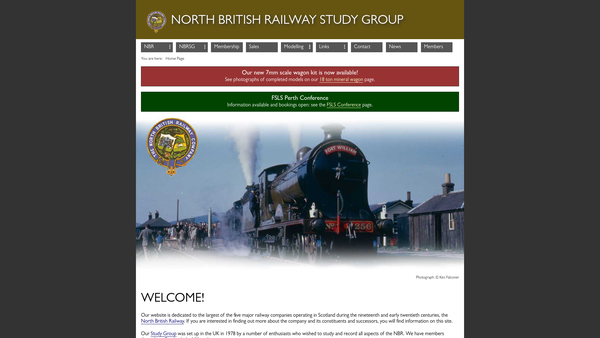Screenshot of the North British Railway Study Group website