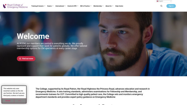 Screenshot of the The Royal College of Emergency Medicine website