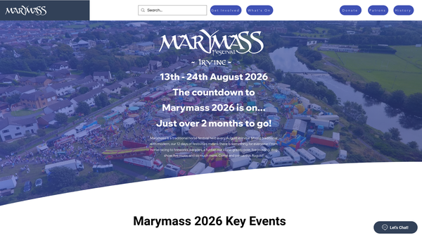Screenshot of the Marymass Festival Committee website