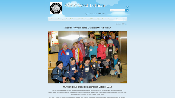 Screenshot of the Friends of Chernobyl's Children  West Lothian website