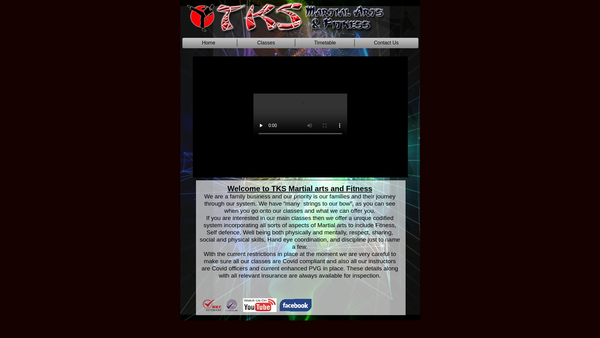 Screenshot of the TKS Martial Arts and Fitness Charitable Trust website