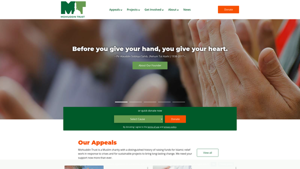 Screenshot of the Mohiuddin Trust website