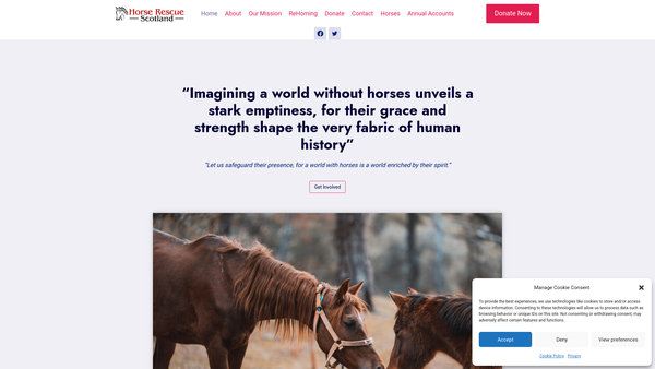 Screenshot of the Horse Rescue Scotland website