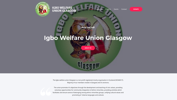 Screenshot of the The Igbo Welfare Union Glasgow website