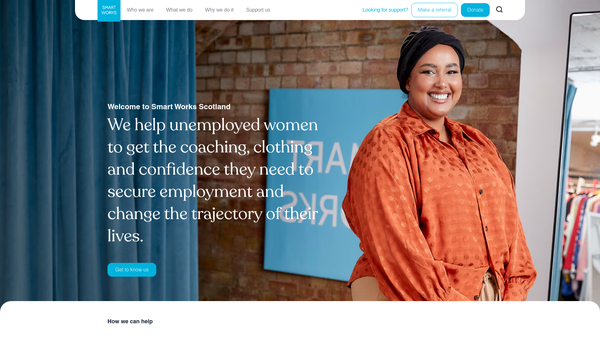 Screenshot of the Smart Works Scotland website