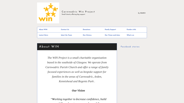 Screenshot of the Carnwadric WIN Project website