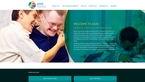 Screenshot of the All Shapes And Sizes website