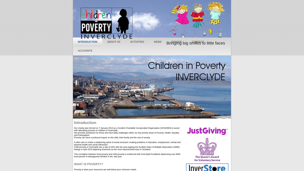 Screenshot of the Children in Poverty Inverclyde website