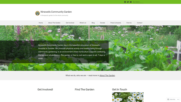 Screenshot of the Ninewells Community Garden (SCIO) website