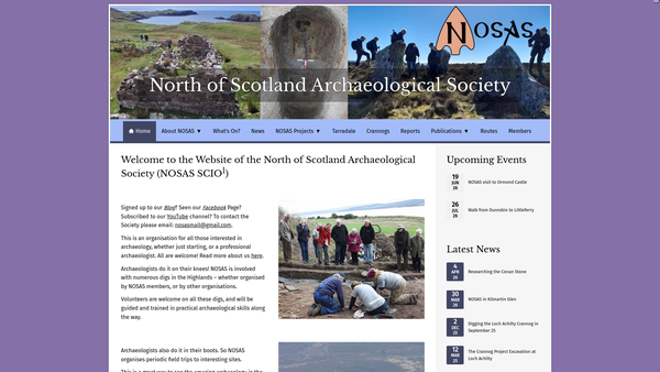 Screenshot of the North of Scotland Archaeological Society SCIO website