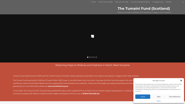 Screenshot of the The Tumaini Fund (Scotland) website