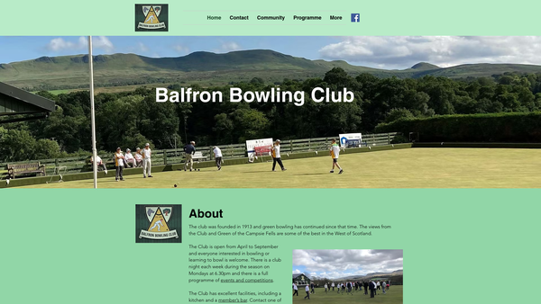 Screenshot of the Balfron Bowling Club website