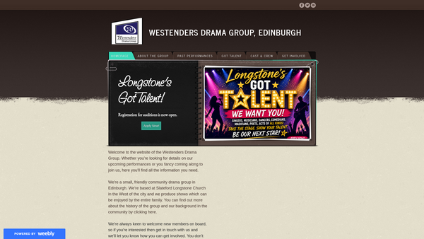 Screenshot of the Westenders Drama Group website