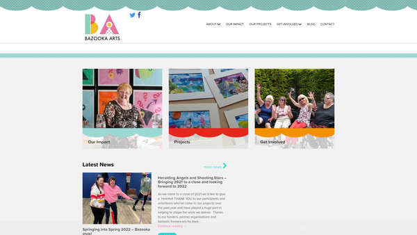 Screenshot of the Bazooka Arts website