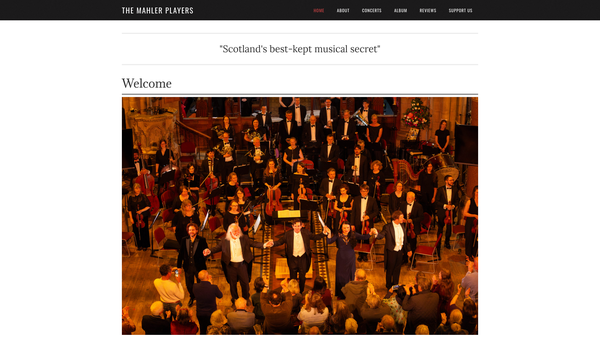 Screenshot of the The Mahler Players website