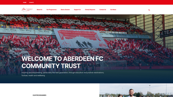 Screenshot of the Aberdeen FC Community Trust (SCIO) website