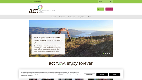 Screenshot of the Argyll and the Isles Coast and Countryside Trust website