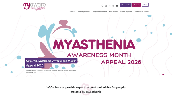 Screenshot of the Myaware website