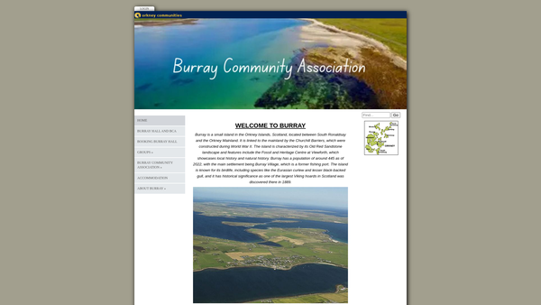 Screenshot of the Burray Community Association website