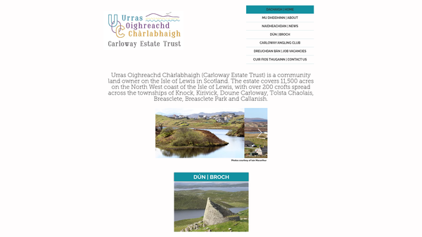 Screenshot of the Carloway Estate Trust (Urras Oighreachd Charlabhaigh) website
