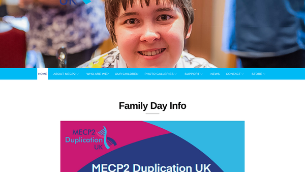 Screenshot of the MECP2 Duplication UK website