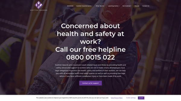 Screenshot of the Scottish Hazards website