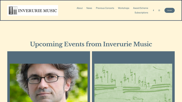 Screenshot of the Inverurie Music (SCIO) website