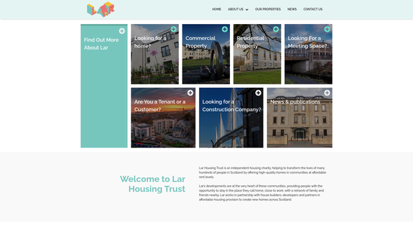 Screenshot of the LAR Housing Trust website