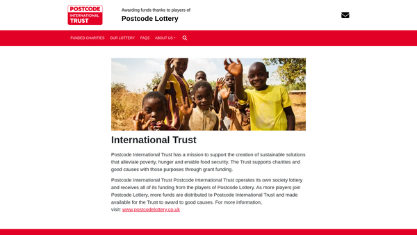 Screenshot of the Postcode International Trust website
